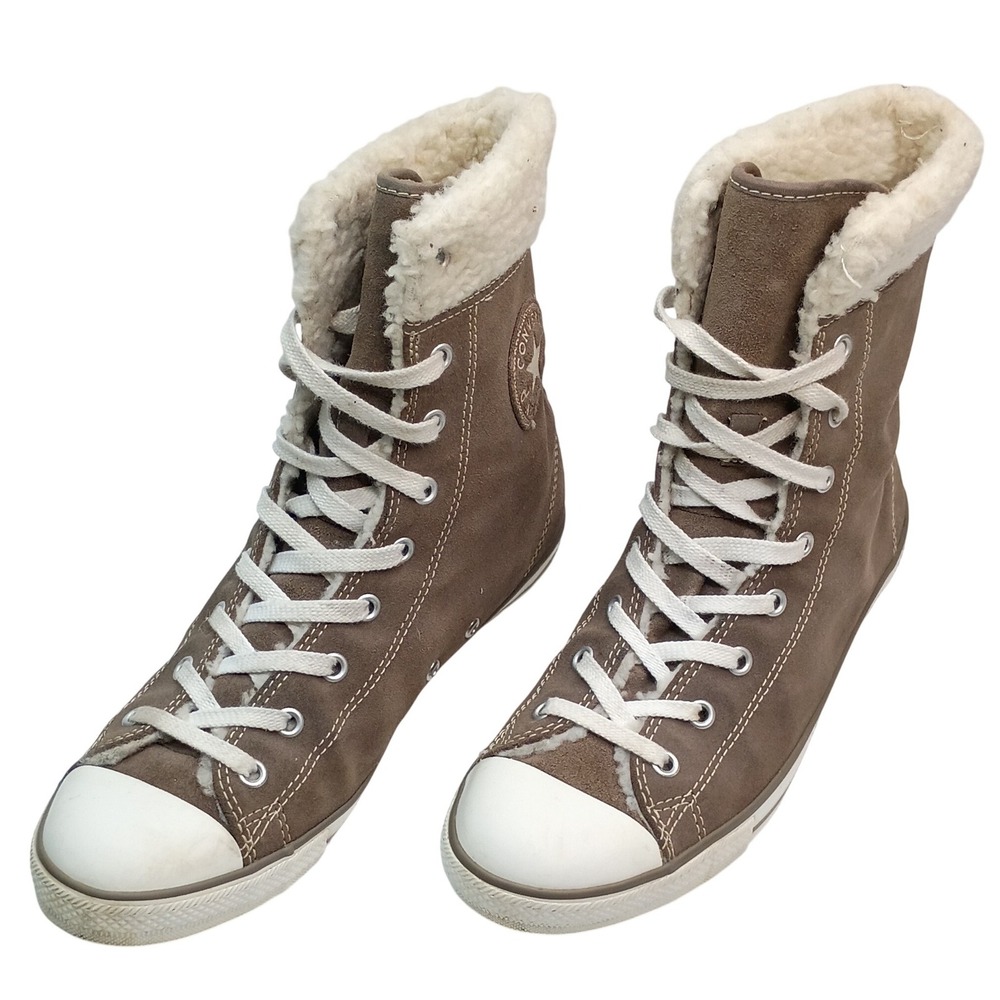Converse Chuck Taylor All Star Boot Women Size 10 Brown Suede Shearling 540306C